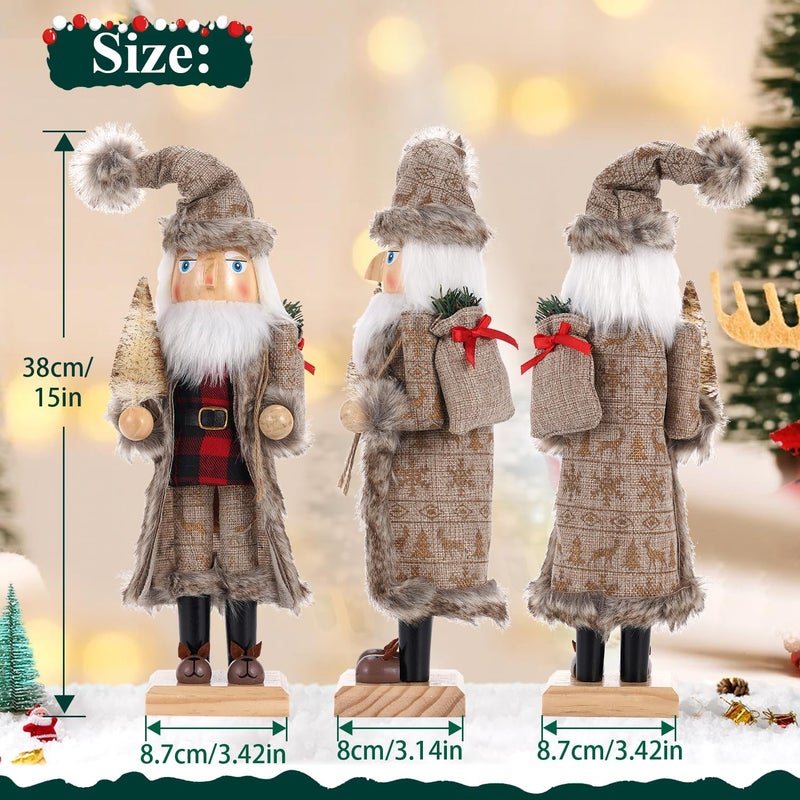 BXO Store Christmas Decorations Nutcracker Ornament,15 Inch Wooden Xmas Traditional Nutcracker,Festive Collectible Nutcracker Figures Party Tabletop Thanksgiving Decor(Santa Claus) - Image 1